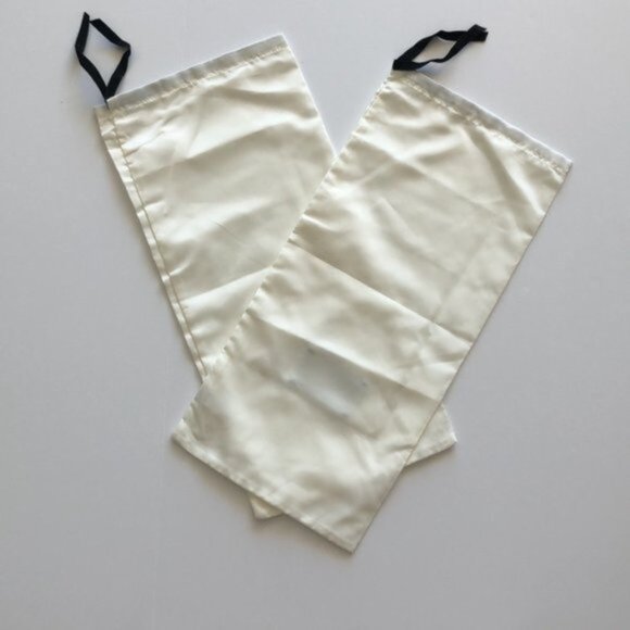 GUCCI Drawstring Pair Dust Bags with Logo Patch Ivory  Off White 17.5" x 8.5" - Picture 2 of 3